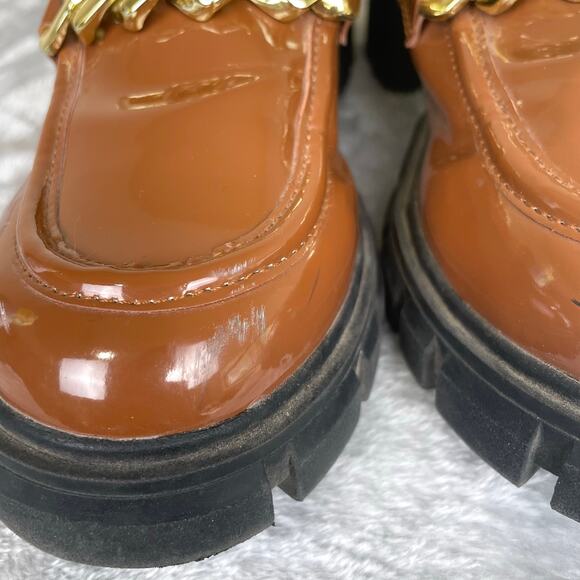 Y2K Madden Girl Loafers Sz 7.5 Brown Chunky Lug Chain Indie Sleaze Whimsigoth - Picture 7 of 8